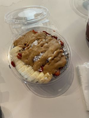 Perfect ten bowl with peanut butter   at Bare Naked Bowl in East Meadow