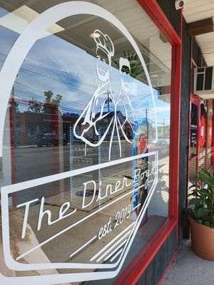 Front window at The Diner Boys in Merrick