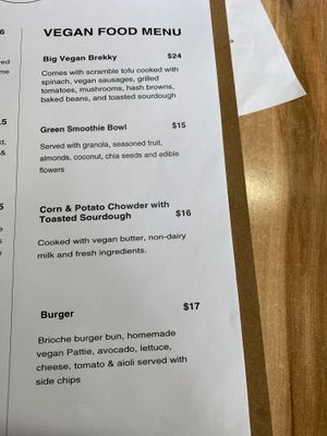  Vegan menu at Start Cafe Bakery Hill in Ballarat