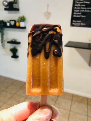 Pineapple popsicle with carob chocolate  at Coco Lov in Tampa