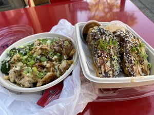 Bowl and sushi burrito  at Naughty Vegan Panda in Pasadena