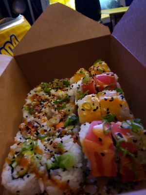 Sushi rolls at Naughty Vegan Panda in Pasadena