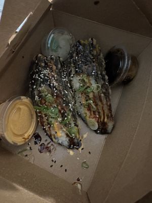 Fried sushi burrito. Fried to perfection  at Naughty Vegan Panda in Pasadena