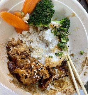 Teriyaki Bowl, halfway done   at Naughty Vegan Panda in Pasadena