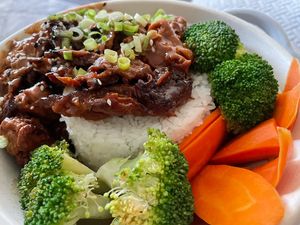 BBQ Beef bowl  at Naughty Vegan Panda in Pasadena