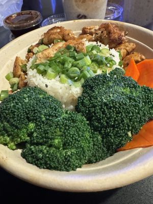 Teriyaki chicken with sauce on the side #Veganuary at Naughty Vegan Panda in Pasadena