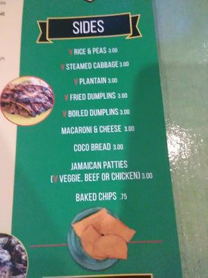 Some of vegan menu at Jamaican Breeze Sports Bar & Grill in Indianapolis