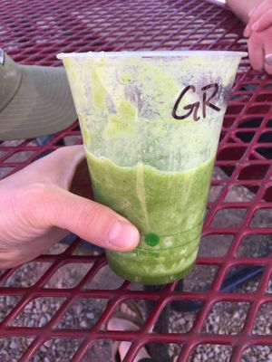 Green smoothie so good that I drank half of it before remembering to take a picture... at Moab Rainbowls in Moab
