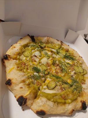 Dill pickle pizza at Portobello Road in Whitby