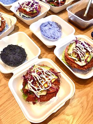 Butterfly and black bamboo hamburger at Tay Ho Vegan in Ho Chi Minh City