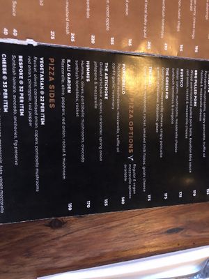 Menu  at Ilali in Wilderness