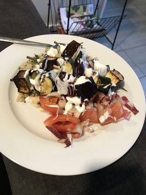 Vege gyros with quinoa and hummus   at Green Dinner Table in Christchurch
