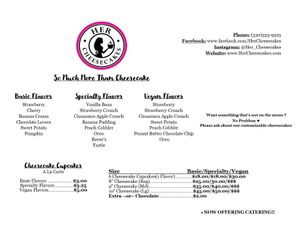 Current Menu . Always accepting orders 🤗 at Her Cheesecakes in Massillon
