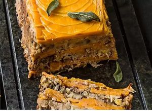 Valentine’s Day main dish : Chestnut Squash Apricot Napoleon   at The Organic Grill in New York City