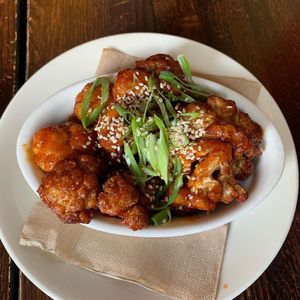 Appetizer: Cauliflower Pops Kung Pao style  at The Organic Grill in New York City