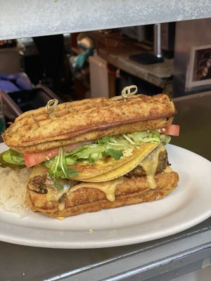 Waffle Burger  at The Organic Grill in New York City