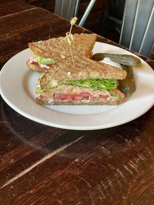 OGTuna sandwich! New & Improved  recipe w chickpea and jackfruit  at The Organic Grill in New York City