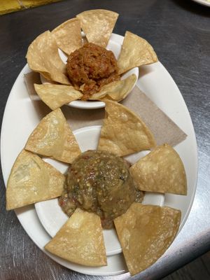 Eggplant & Zucchini spreads w corn chips  at The Organic Grill in New York City