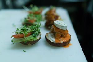 Catering boards w our burgers and cheeses at The Organic Grill in New York City