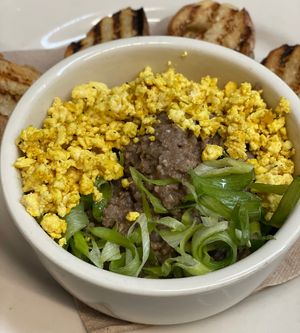 Lentil Pate. Served with Seasoned Tofu  at The Organic Grill in New York City