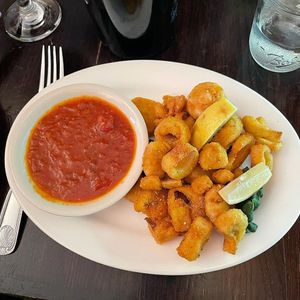 Fried Calamari aka Fried Hearts of Palm  at The Organic Grill in New York City
