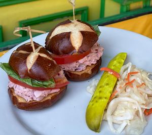 Tuna Sliders on Pretzel Mini buns  at The Organic Grill in New York City