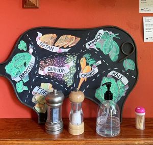 Cutting board vegan style  at The Organic Grill in New York City