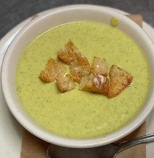 Chilled Zucchini soup   at The Organic Grill in New York City