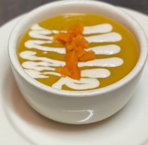Butternut Squash & Pear Soup at The Organic Grill in New York City