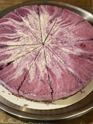 Blueberry Swirl Raw Cake  at The Organic Grill in New York City