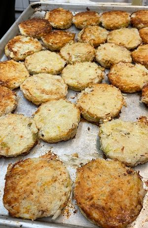 Latkes preparation for Hanukkah catering  at The Organic Grill in New York City
