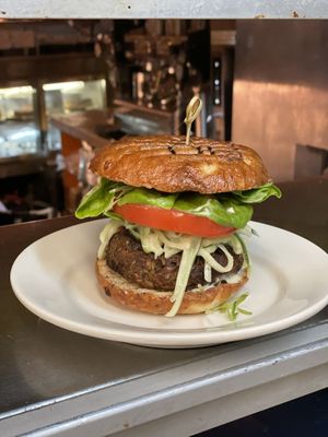 Tzatziki Lentil burger aka Rich Roll burger  at The Organic Grill in New York City