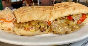 Philly cheesesteak  at The Organic Grill in New York City