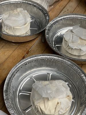 Cashew Brie Round . Served with Cranberry sauce . Can be pre ordered online  at The Organic Grill in New York City