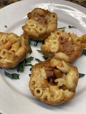 Mac & Cheese stuffed with  BBQ  Jackfruit  at The Organic Grill in New York City