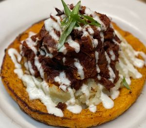 Pumpchetta: Jackfruit stuffed pumpkin  at The Organic Grill in New York City