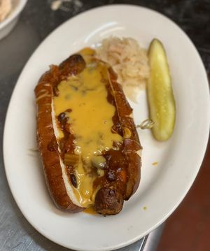Chilly Cheesy Hot Dog at The Organic Grill in New York City