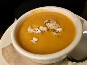 'lobster' soup   at The Organic Grill in New York City