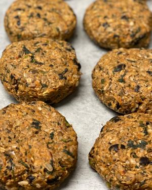 House made gf burger patties . Black Bean   at The Organic Grill in New York City