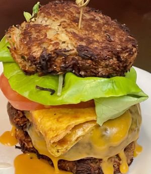 Hash Browns Burger   at The Organic Grill in New York City