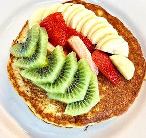Slamcakes with fruits   at The Organic Grill in New York City