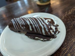 Chocolate cannoli from Vegan Treats at The Organic Grill in New York City