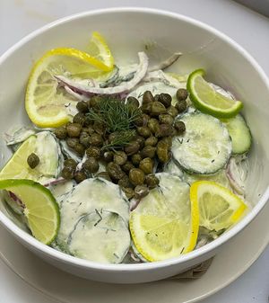 Summer cucumber salad   at The Organic Grill in New York City