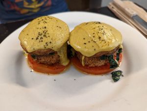 NOT crab cakes at The Organic Grill in New York City