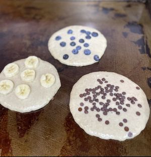 We now serve pancakes  filled with chocolate, blueberry and bananas !  at The Organic Grill in New York City