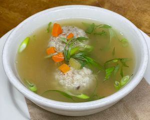 Matzoh Bowl soup   at The Organic Grill in New York City