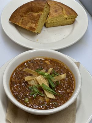 The season of Chili & Corn bread !   at The Organic Grill in New York City