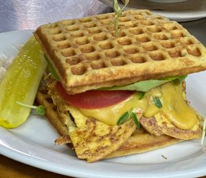Waffle Burgers   at The Organic Grill in New York City