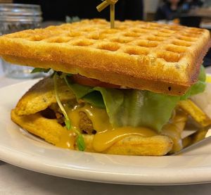 Waffle Burger   at The Organic Grill in New York City