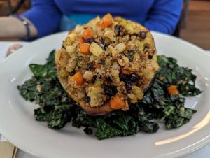 Stuffed acorn squash at The Organic Grill in New York City